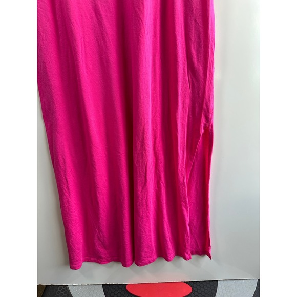 Victorias Secret Hot Pink Cotton Maxi Dress Side Slit Sleep Lounge/Coverup Large - Picture 8 of 13